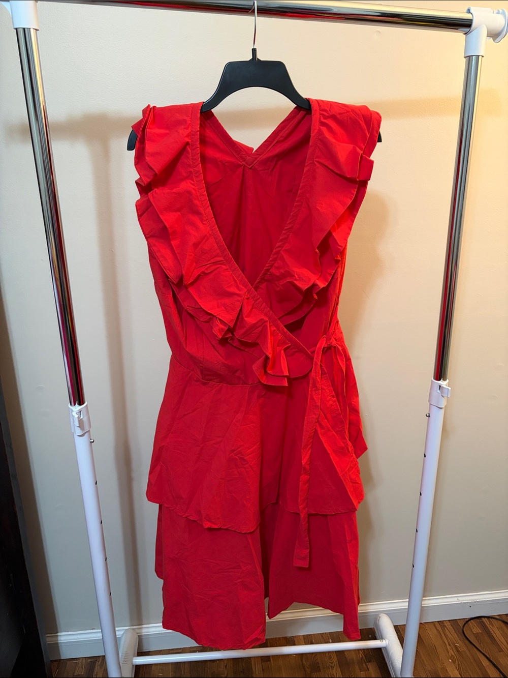 NWT Forever Amelia Size 18 Red Ruffle Wrap Midi Dress